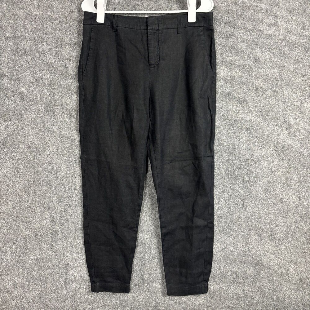 Vince. Pants Womens Size 8 Black Linen Ankle Casual Lagenlook Minimalist